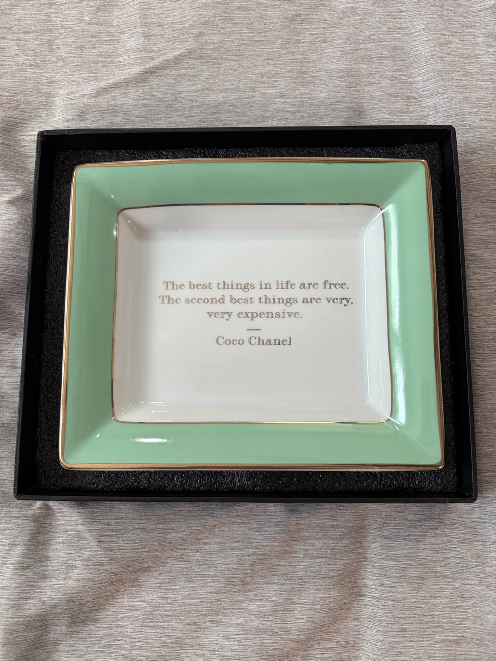 Repartee Trinket Dish with Mint Green Border